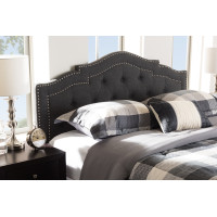 Baxton Studio BBT6695-Dark Grey-Queen HB-H1217-20 Edith Modern and Contemporary Dark Grey Fabric Queen Size Headboard